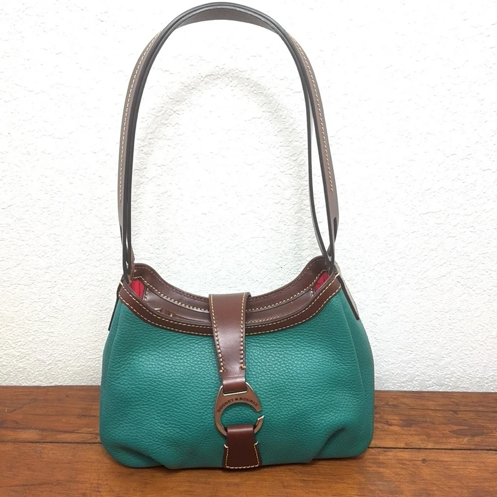 Dooney & Bourke Hobo Elegant Green and Brown Leather Women's Shoulder Bag.